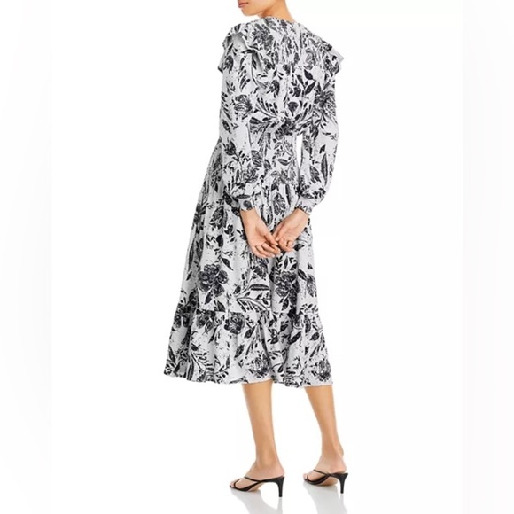 AQUA Smocked Floral Print Midi Dress Size S - Picture 7 of 16